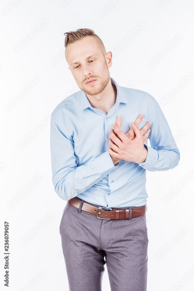 Man on a white studio background. emotions and people concept. Man on a white studio background. emotions and people concept.