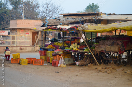 Étal du marchand, Abhaneri, Rajasthan, Inde