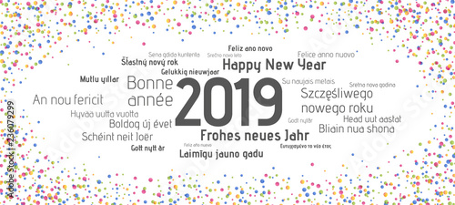 2019 Happy New Year confetti Banner