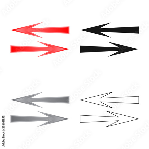 Vector illustration of element and arrow symbol. Set of element and direction stock symbol for web.