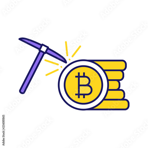 Cryptocurrency mining service color icon
