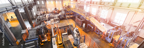 Fototapet Fiberglass production industry equipment at manufacture background
