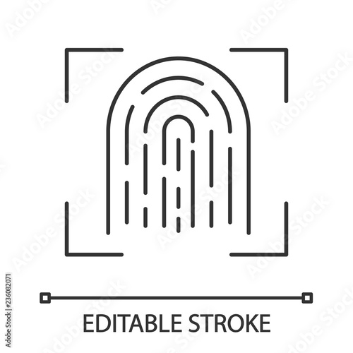 Fingerprint scanning linear icon