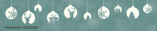Panorama Banner Weihnachten Christbaumkugeln mit weihnachtlichen Elementen