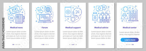 Medicine and healthcare onboarding mobile app page screen with l