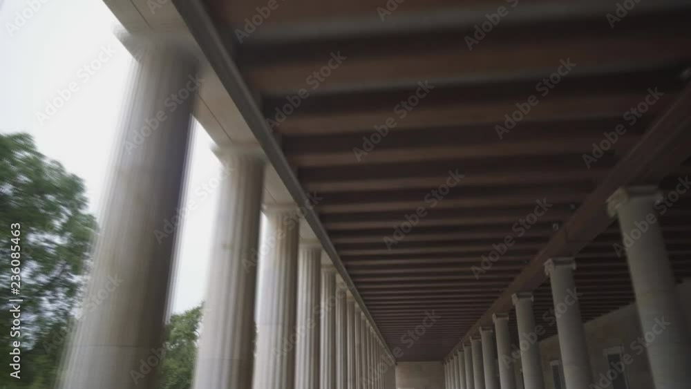 Stoa of Attalos columns in Athens, Greece.