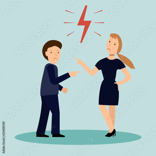 Vector illustration of a manager or boss angry at their employees, intimidation at work