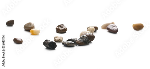 Colorful  decorative pebbles  rocks isolated on white background