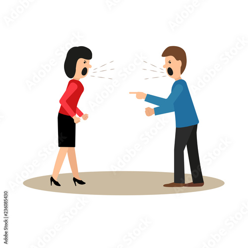 Conflict. A man and a woman are arguing, screaming.