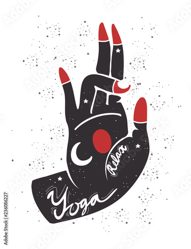 Hand drawn yoga mudra. Graphic vector illustration