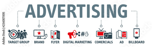 Advertising vector illustration concept with icons