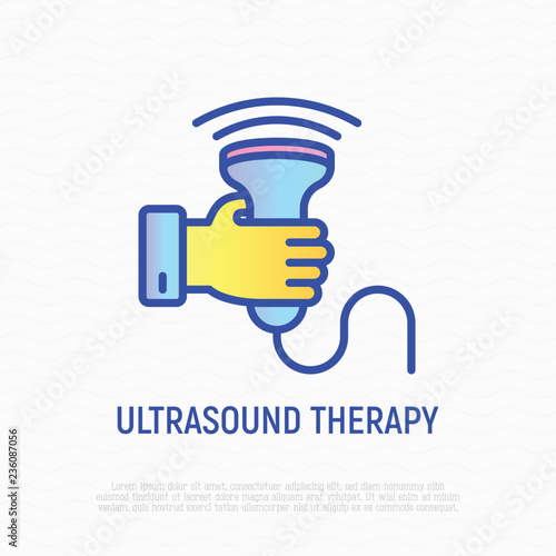 Ultrasound therapy thin line icon. Modern vector illustration of medical equipment.