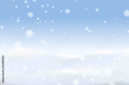 Winter background with snowdrift and fir trees. Banner, Winter is near, winter sales, blizzard, snow, snowflakes. © kriola