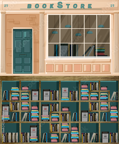Bookstore facade Vector. Architecture design illustration decor. detailed ill...