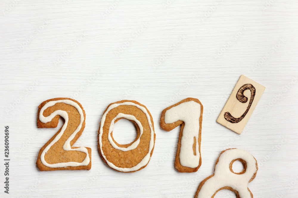 2018 numbers change to 2019 top view change of dates in the new year