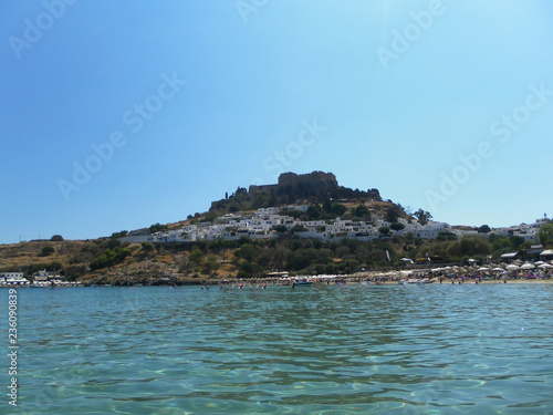 View of the fortress in Lindos. The Island Of Rhodes. Greece