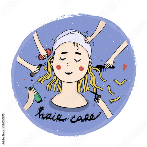 Hand drawn hair care vector illustration