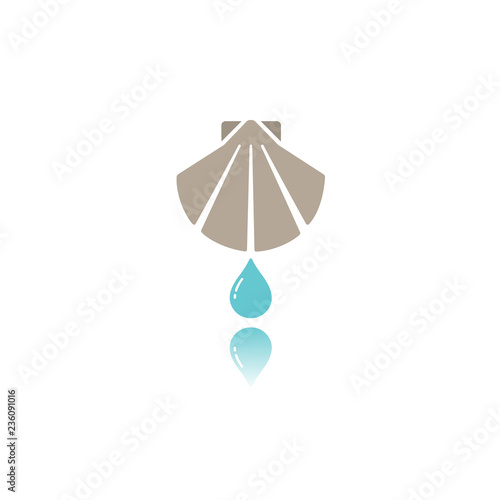 Baptism flat color icon with reflection