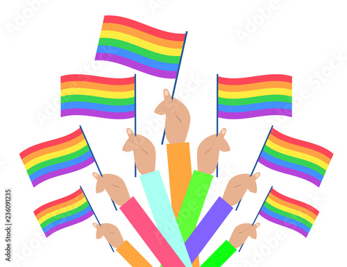 LGBT rainbow Flag. Celebrating gay people rights. Same-sex love. Pride