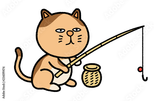 釣りをするネコ