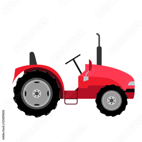 Small tractor.  Flat style vector illustration of a tractor isolated. Agricultural machinery for field work