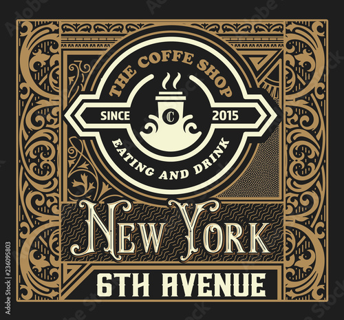 Vintage coffee label. Vector layered