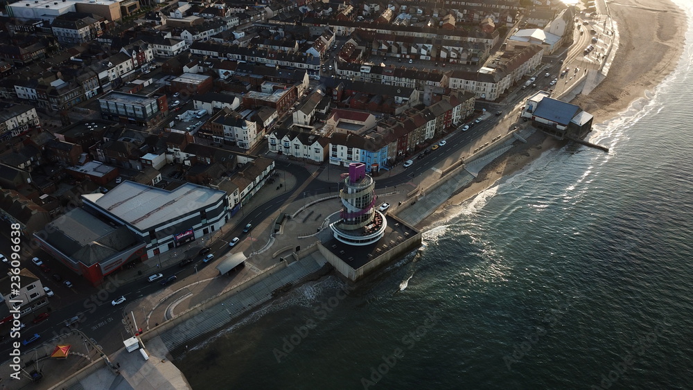 redcar town teesside from above showing the redcar beacon