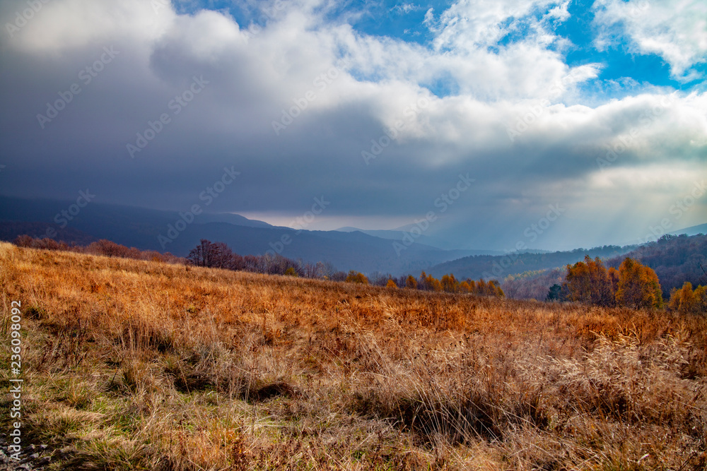 Landscape of autumnal peaks of the Carpathians.