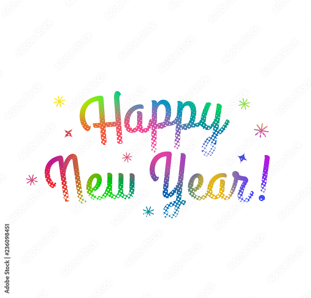 Happy new year lettering. Greeting card design with lettering for winter christmas holidays. Vector holiday illustration with calligraphy Happy new year lettering. Greeting card design with lettering for winter christmas holidays. Vector holiday illustration with calligraphy