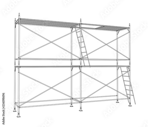 3D outline scaffold. Vector rendering of 3d