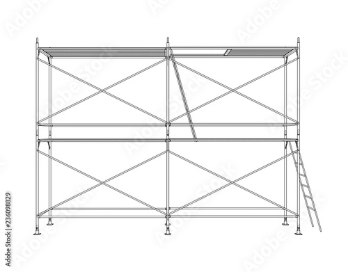 3D outline scaffold. Vector rendering of 3d