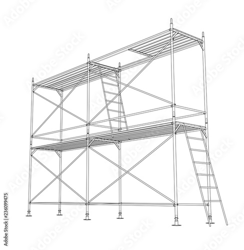 3D outline scaffold. Vector rendering of 3d