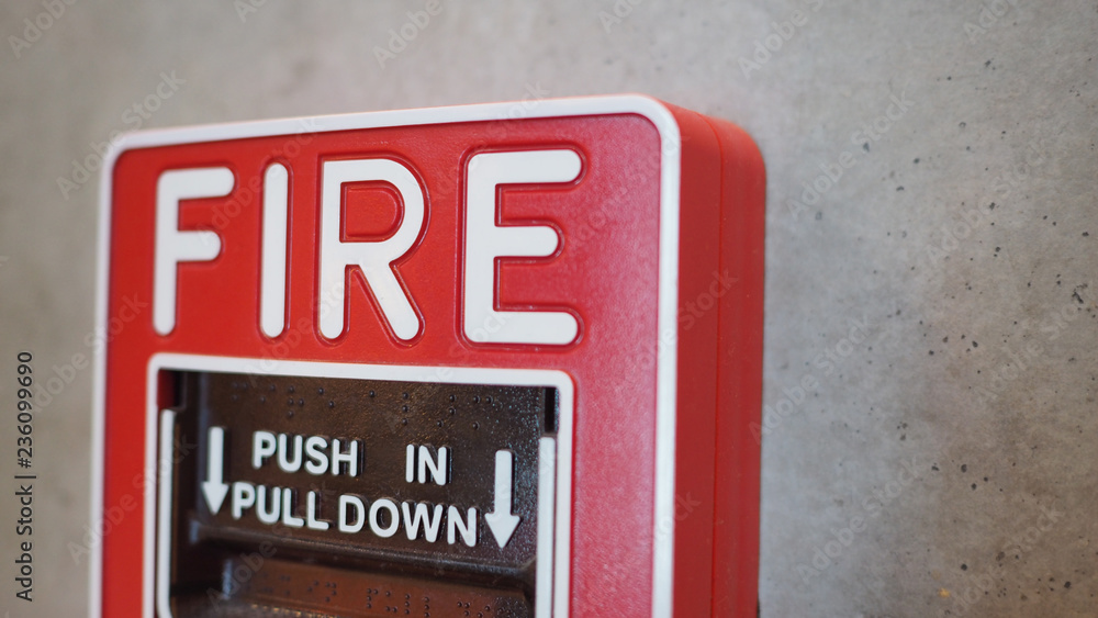 Emergency of Fire alarm system notifier or alert or bell warning equipment use when on fire (Manual Pull Station).
