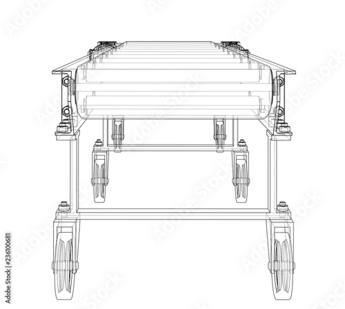 3D outline conveyor belt. Vector rendering of 3d