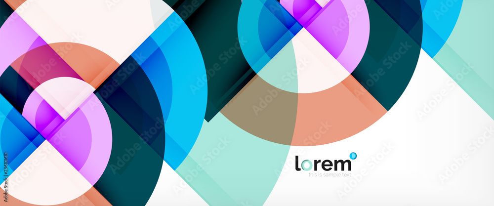 Modern geometric circles abstract background, colorful round shapes with shadow effects Modern geometric circles abstract background, colorful round shapes with shadow effects
