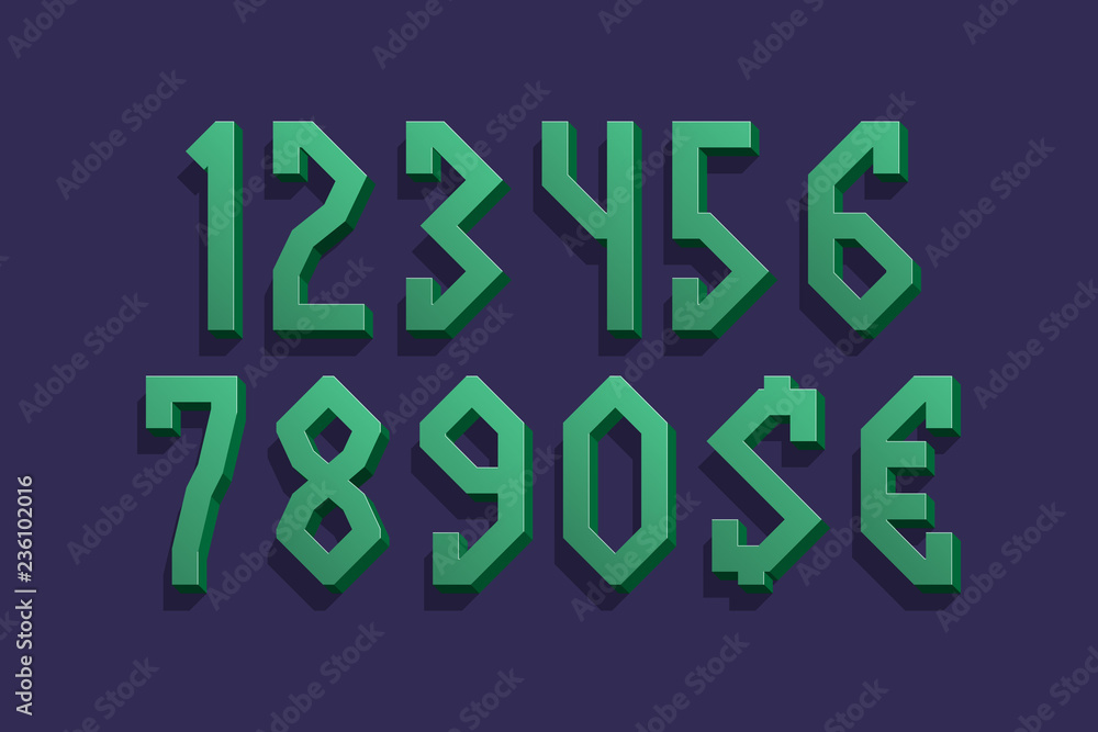 Green stylish 3d numbers with currency signs of dollar and euro. Green stylish 3d numbers with currency signs of dollar and euro.