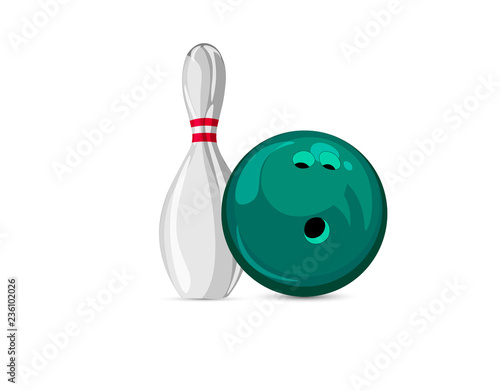 Bowling ball and skittles. Vector illustration.