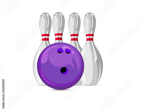 Bowling ball and skittles. Vector illustration.