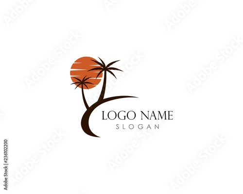 Coconut tree summer logo template vector icon illustration design 
