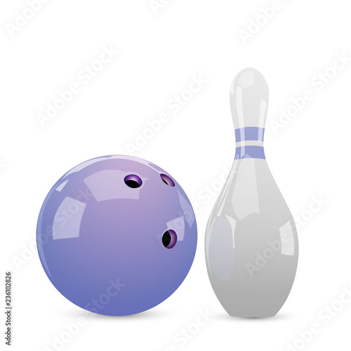 Bowling ball and skittle. Vector illustration.