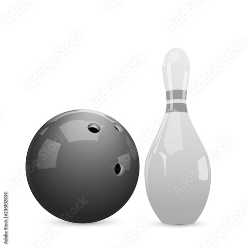 Bowling ball and skittle. Vector illustration.