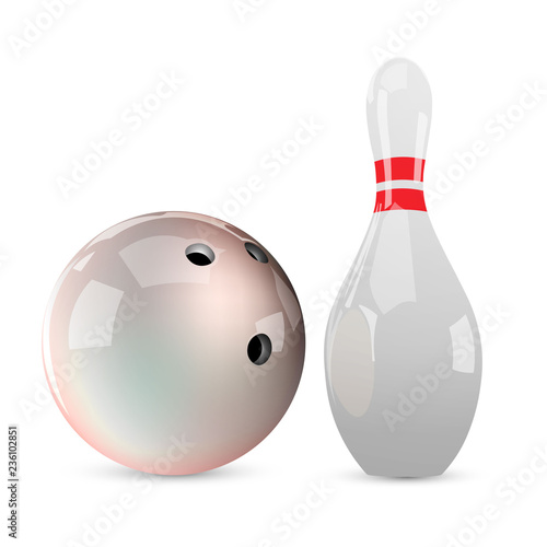Bowling ball and skittle. Vector illustration.