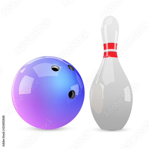 Bowling ball and skittle. Vector illustration.