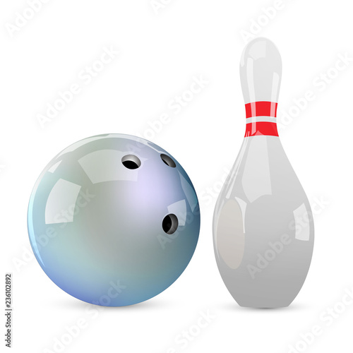 Bowling ball and skittle. Vector illustration.