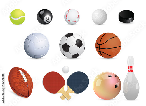 A set of sports balls. Vector illustration.