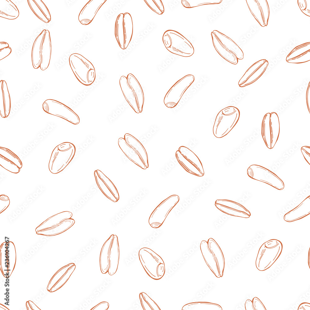 Hand drawn wheat seeds. Vector seamless pattern Hand drawn wheat seeds. Vector seamless pattern