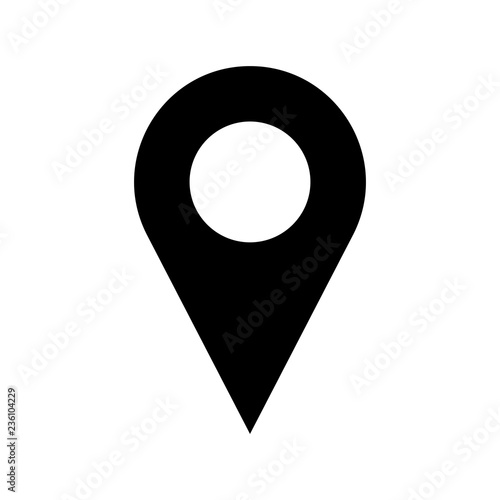 Black and white vector pinpoint icon isolated on white background. Pinpoint symbol. Pinpoint sign. Pinpoint icon for website, gps navigator, apps, business card. Vector flat web icon.