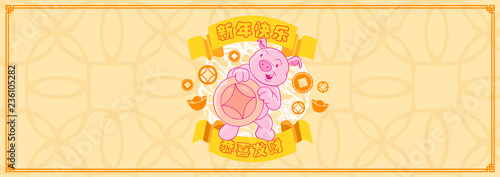 Happy chinese new year 2019, year of the pig, Chinese characters xin nian kuai le mean Happy New Year, GONG XI FA CAI mean you to be prosperous in the coming year. ​