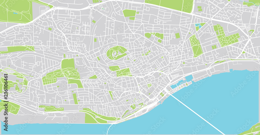 Urban vector city map of Dundee, Scotland