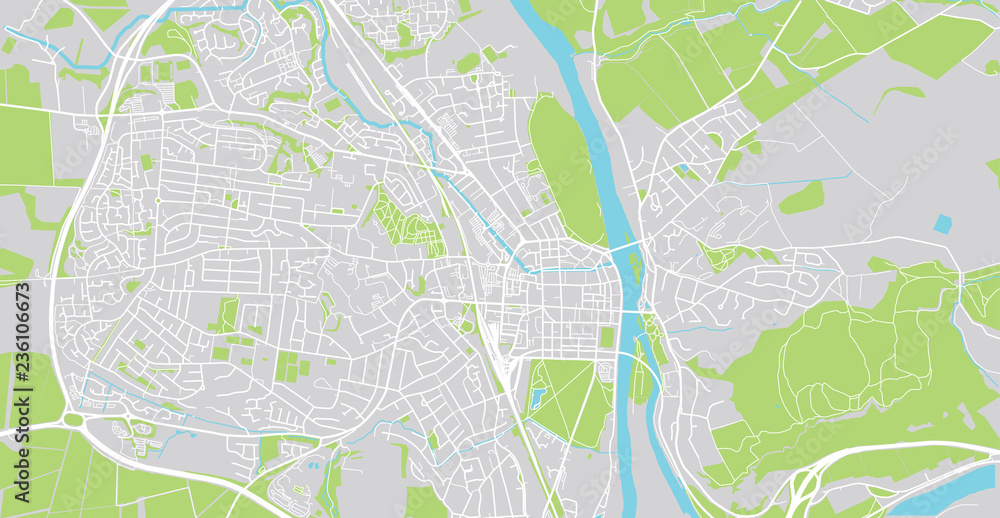Urban vector city map of Perth, Scotland